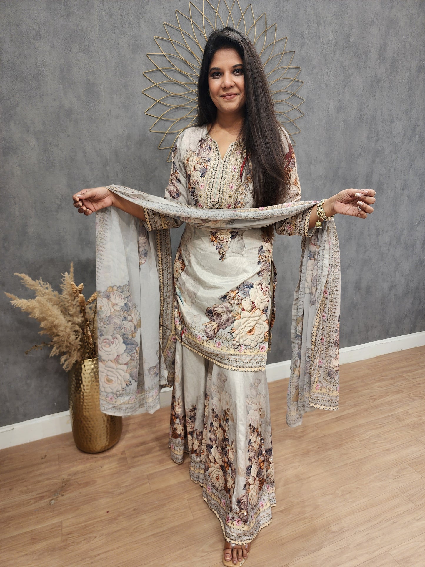 Zeenat digital print garara suit