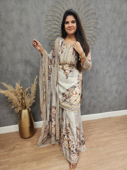 Zeenat digital print garara suit