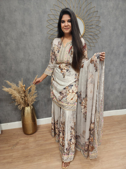 Zeenat digital print garara suit