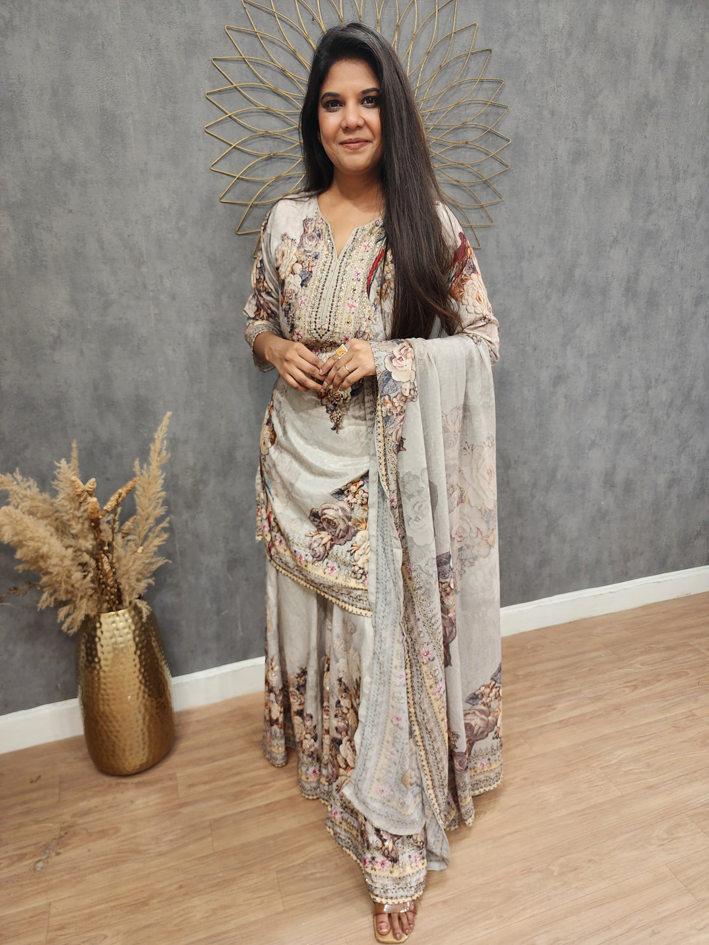 Zeenat digital print garara suit