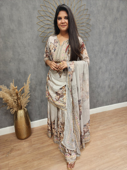 Zeenat digital print garara suit