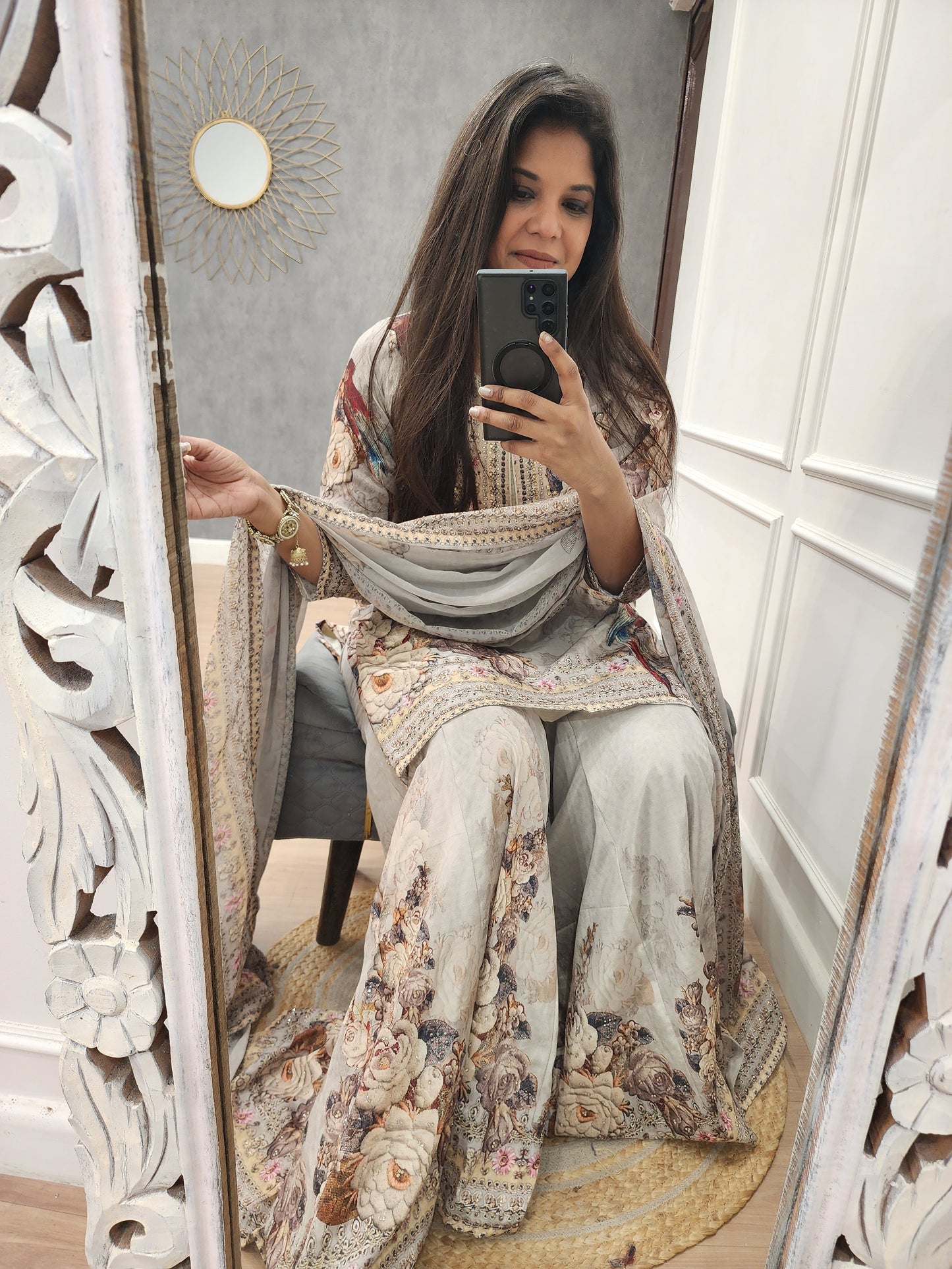 Zeenat digital print garara suit