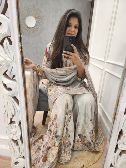 Zeenat digital print garara suit