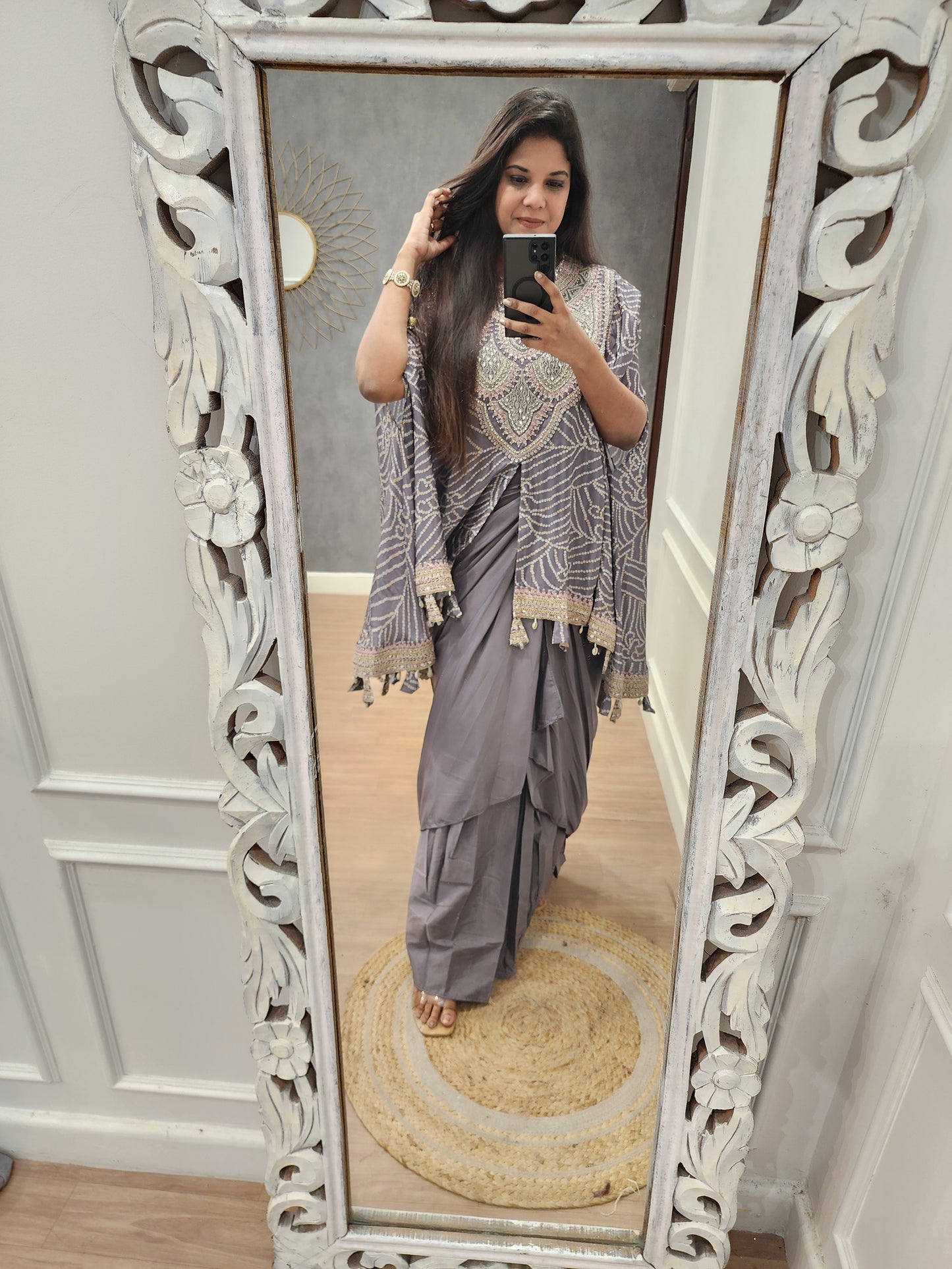 Kalki bandhani cape indowestern cowl dress