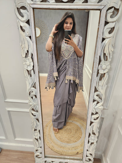 Kalki bandhani cape indowestern cowl dress