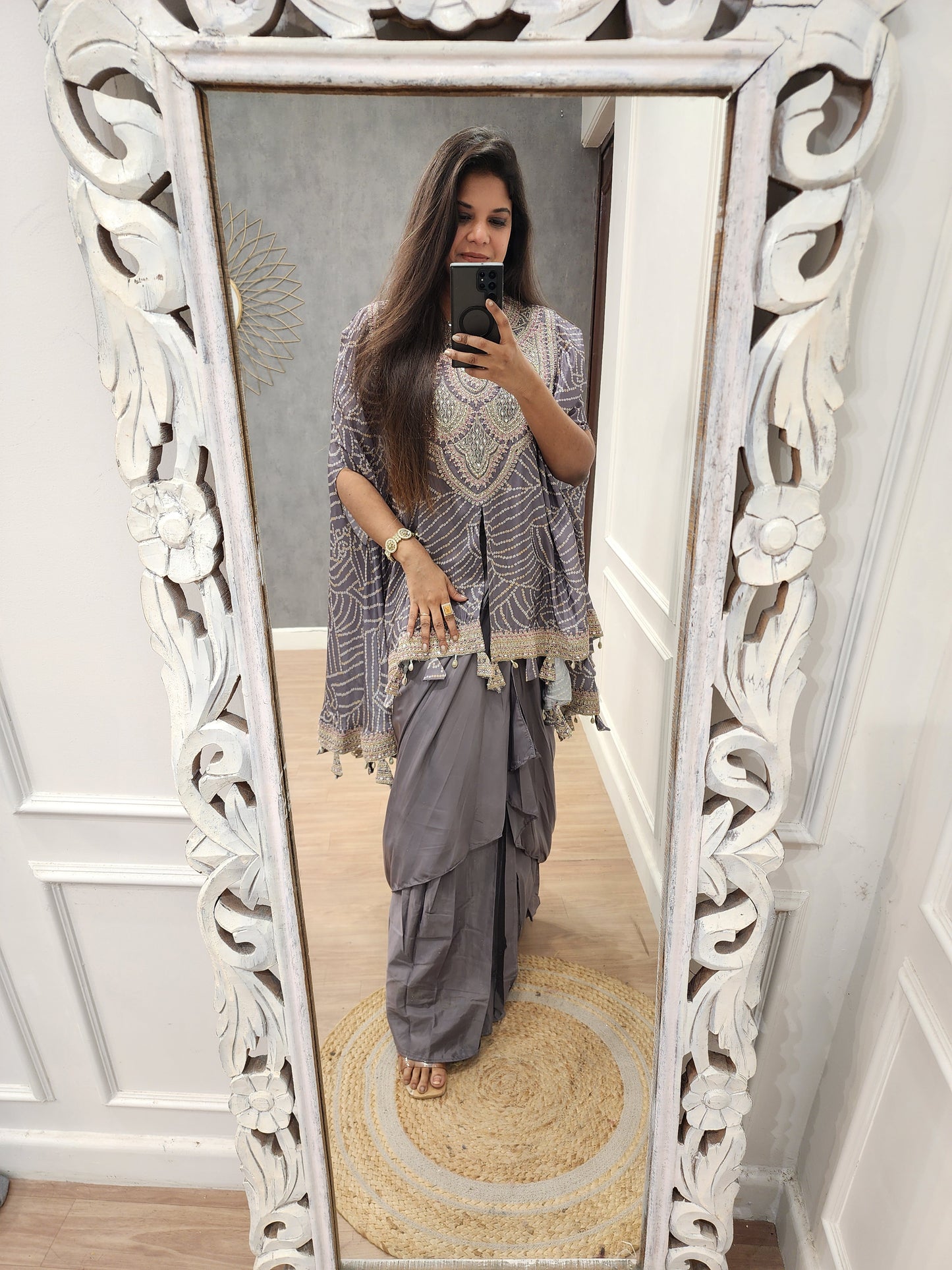 Kalki bandhani cape indowestern cowl dress