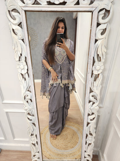 Kalki bandhani cape indowestern cowl dress