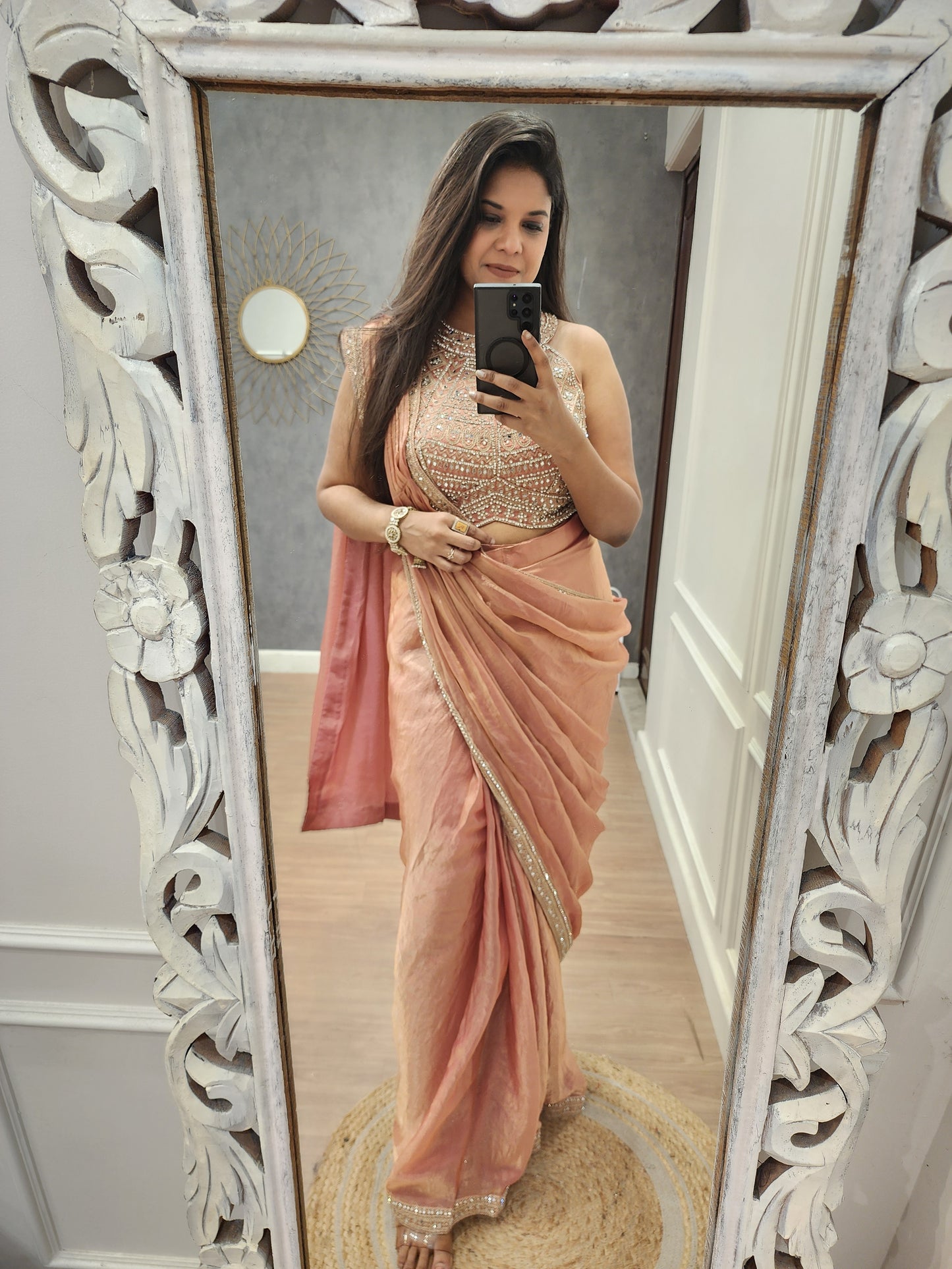 Kaynath halter neck drape saree