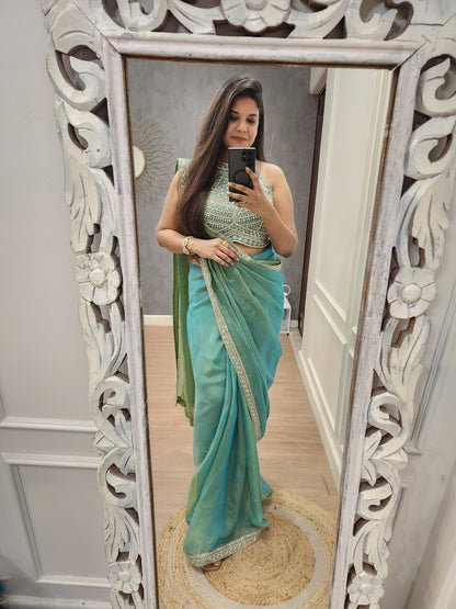 Kaynath Halter neck drape saree