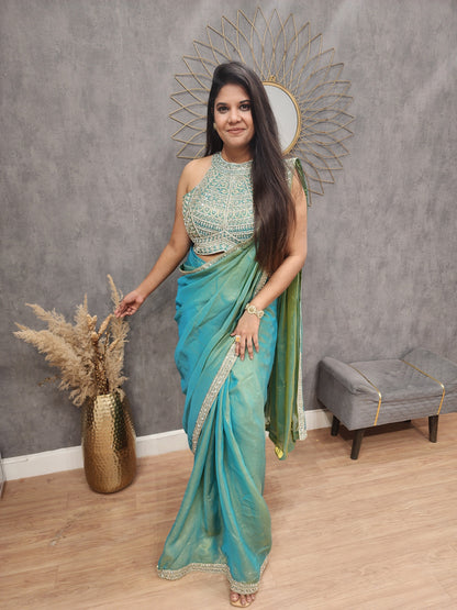 Kaynath Halter neck drape saree