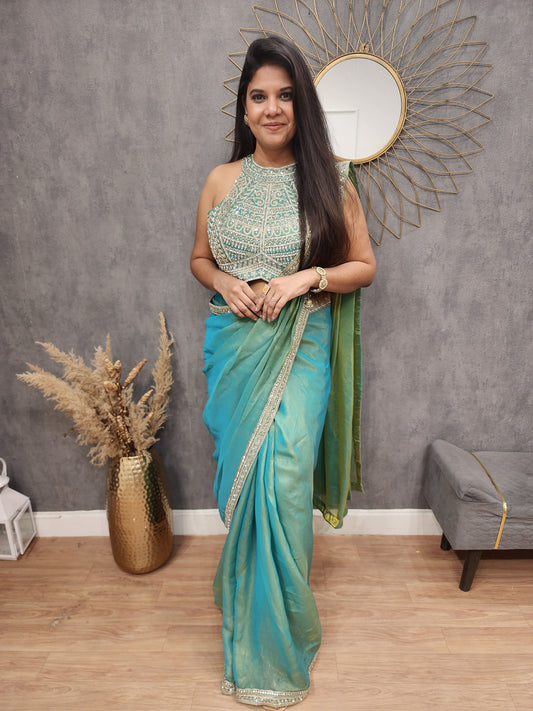 Kaynath Halter neck drape saree