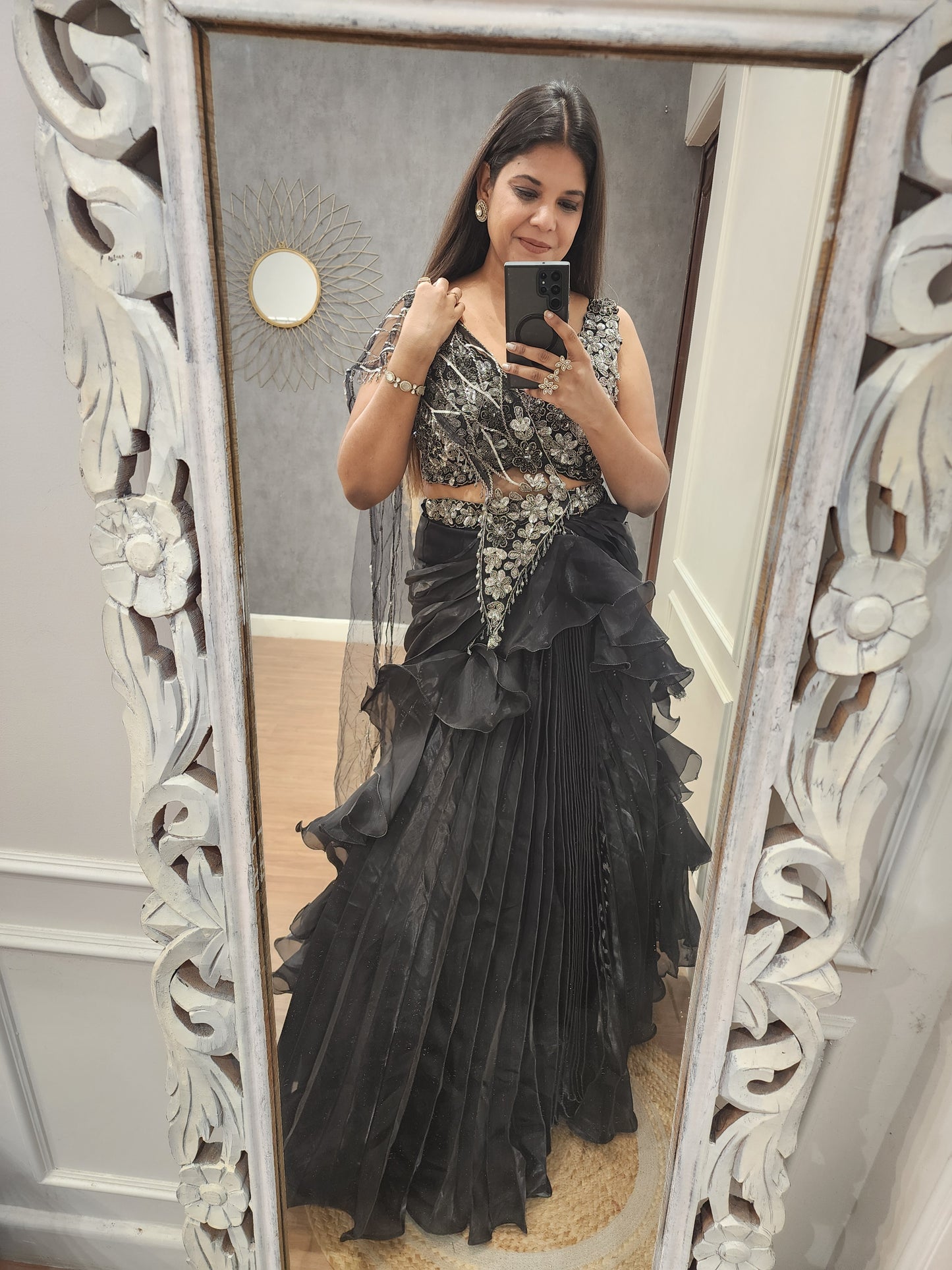 Mahima Black drape lehenga set