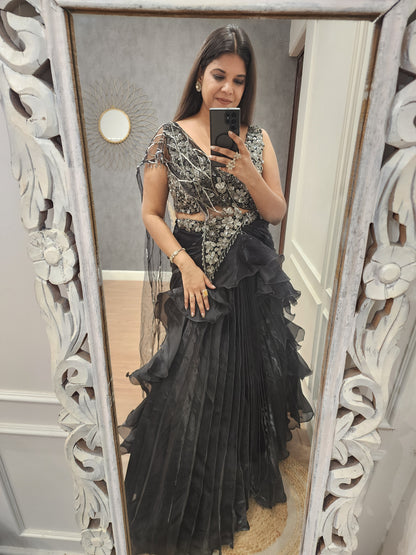 Mahima Black drape lehenga set