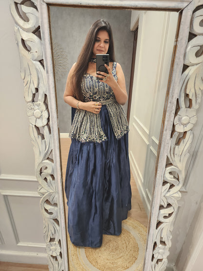 Seerat blue peplum dress