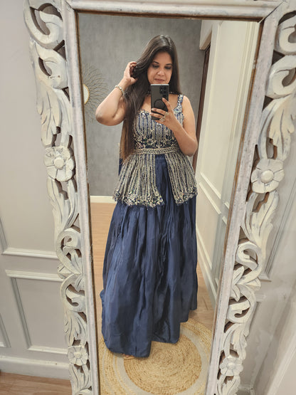 Seerat blue peplum dress