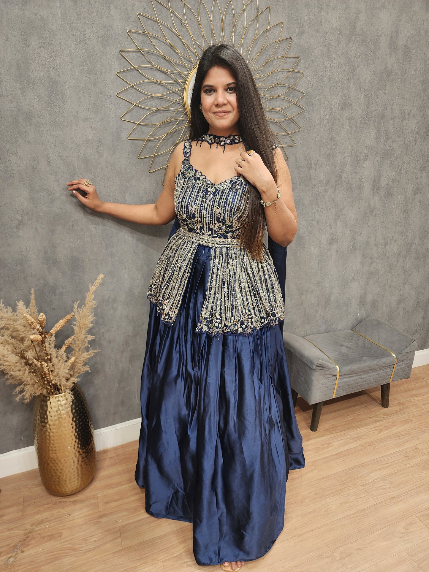 Seerat blue peplum dress