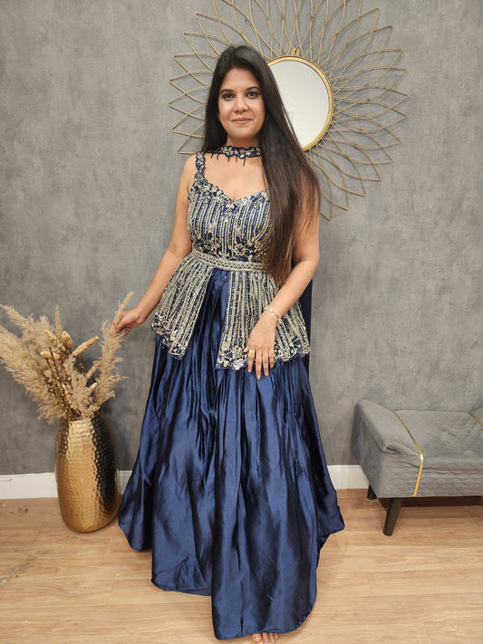 Seerat blue peplum dress