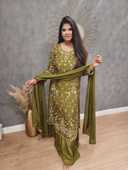 Karma glass tissue long kurta with skirt
