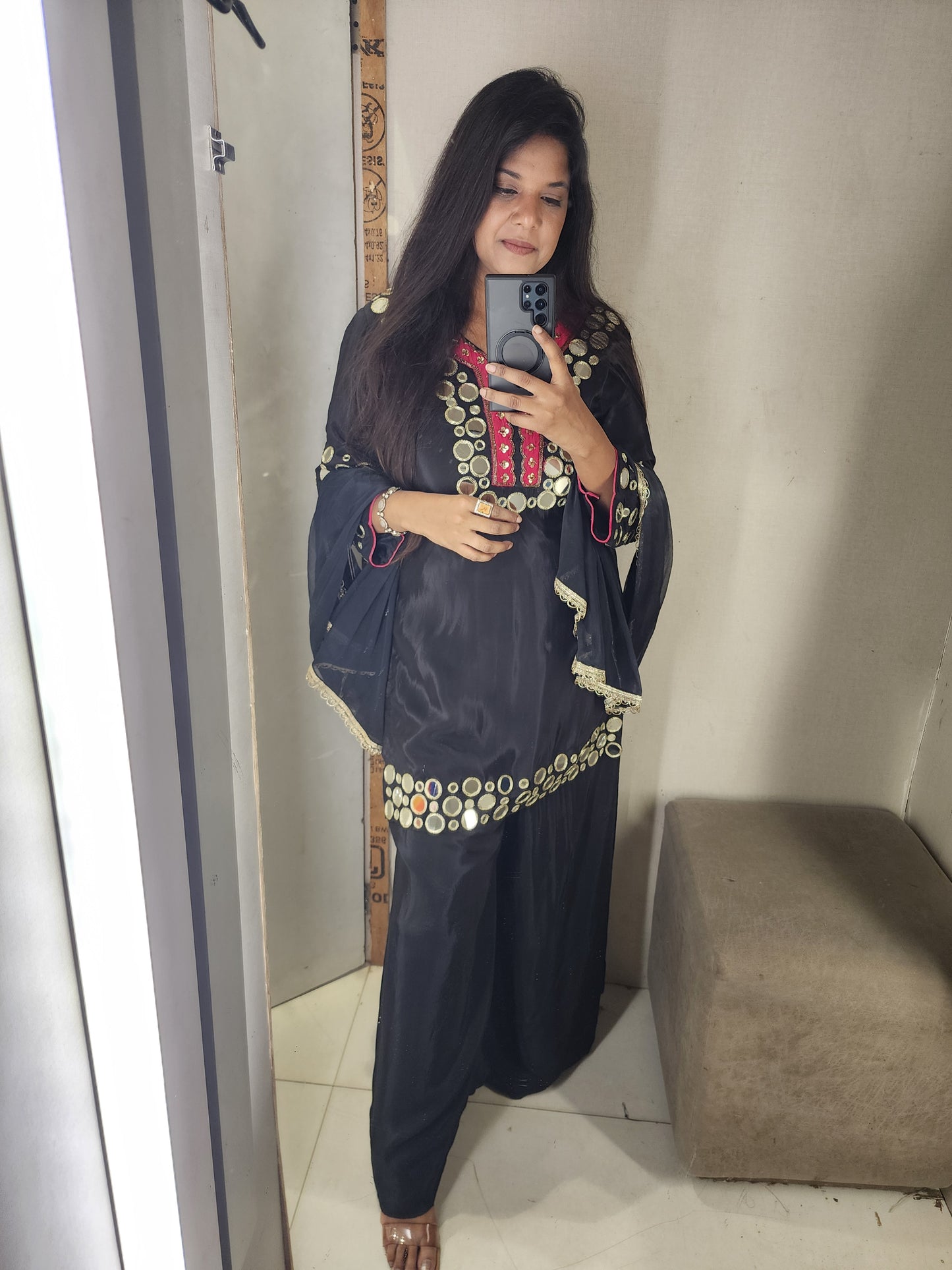 Black mirror work sharara suit