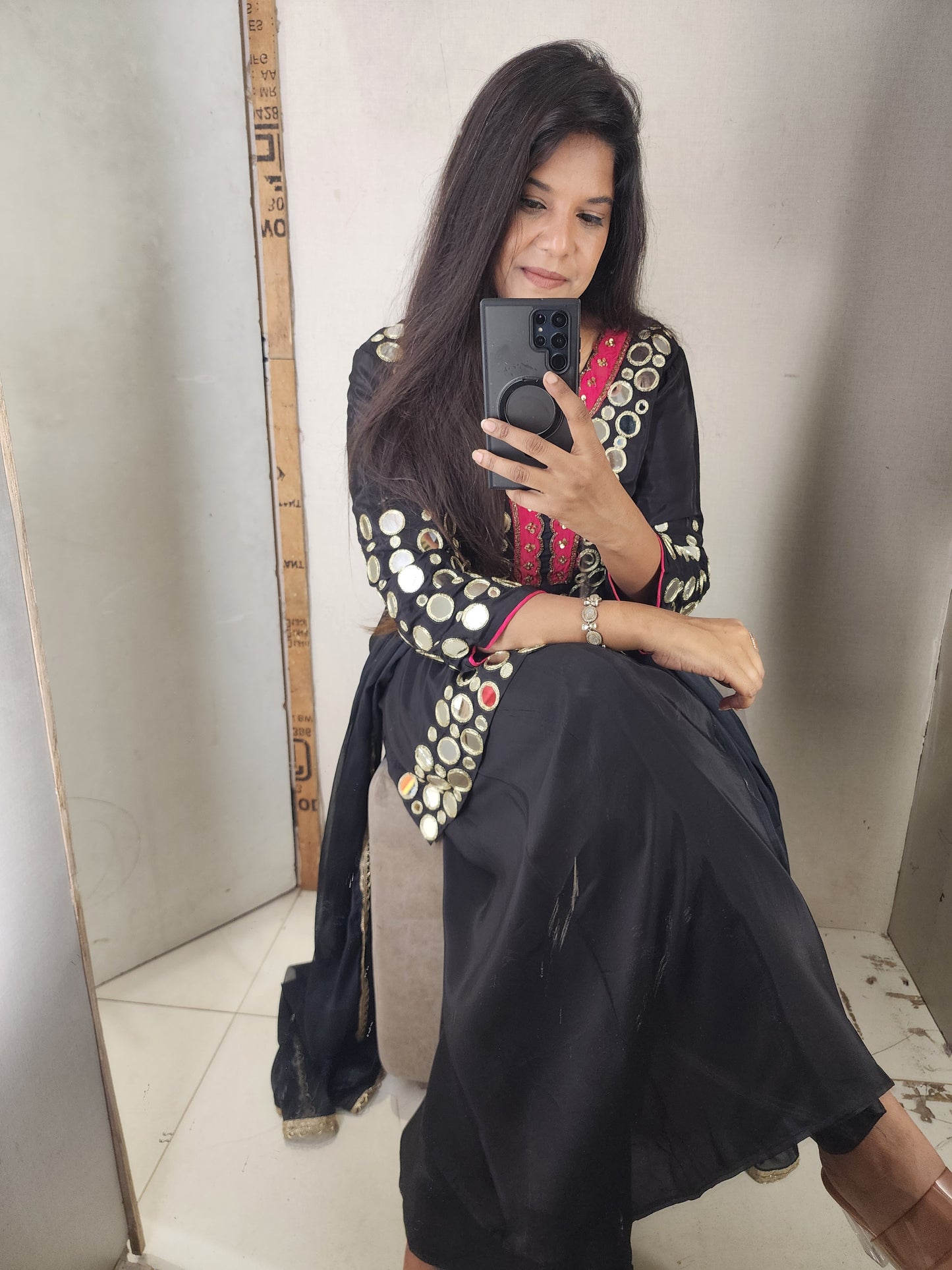 Black mirror work sharara suit