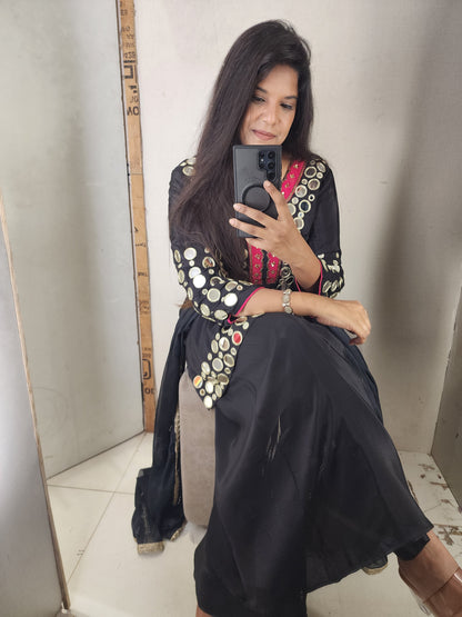 Black mirror work sharara suit