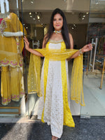 Yellow and off white combination maxi gown