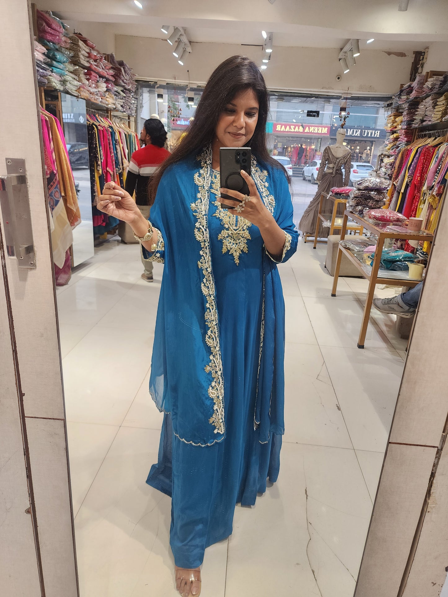 Long maxi gown with dupatta