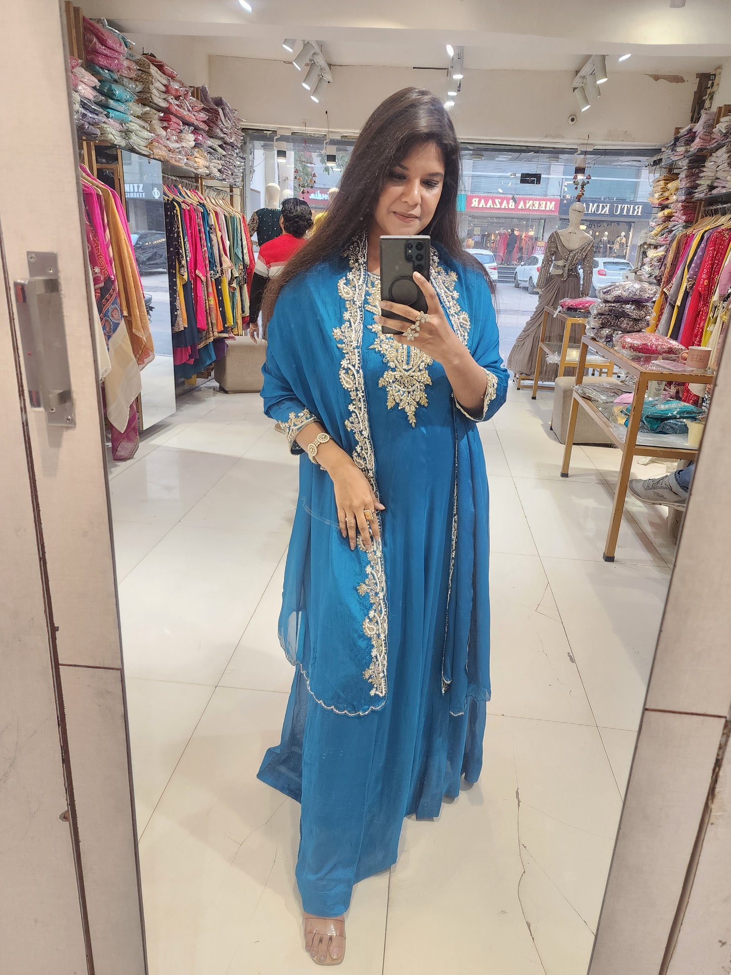 Long maxi gown with dupatta