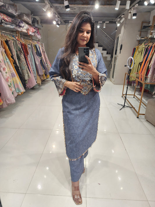 Denim beads co-ord set