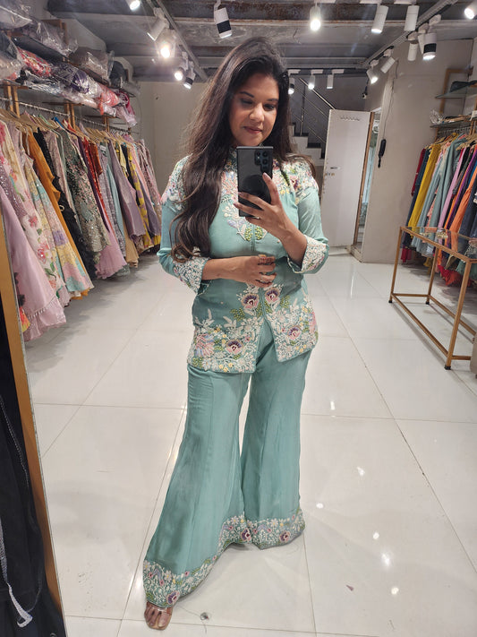 Geet Sea green embroided co-ord set