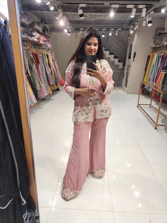 Geet nude lilac embroided co-ord set