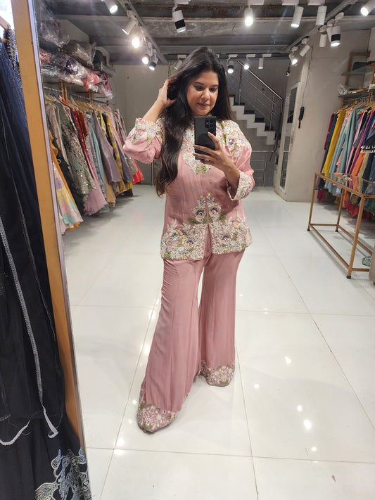 Geet nude lilac embroided co-ord set