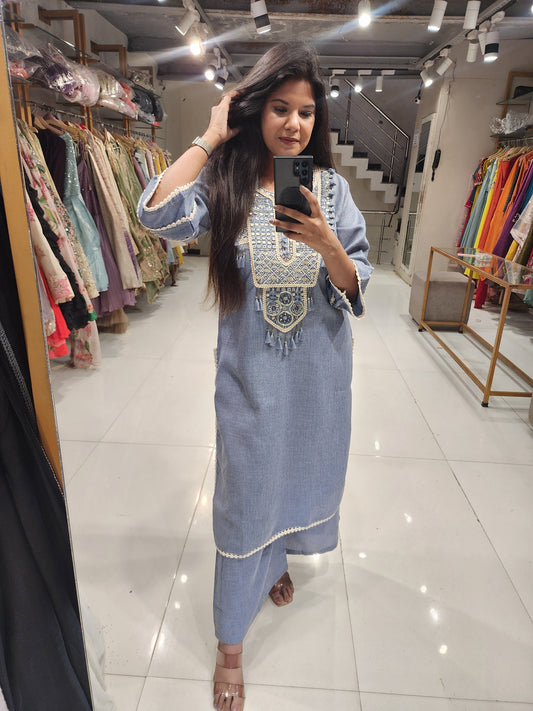 Denim linen cotton co-ord set