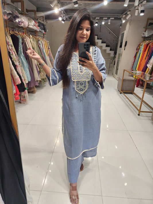 Denim linen cotton co-ord set