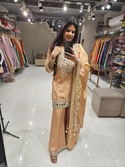 Mirror work sharara suit