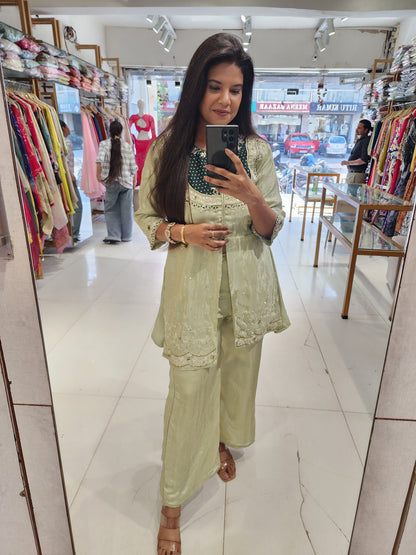Green peplum co-ord set