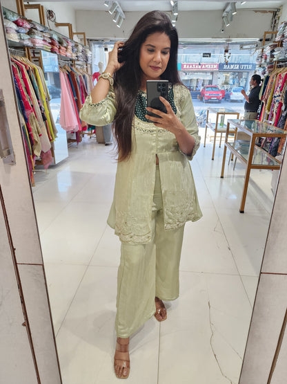 Green peplum co-ord set