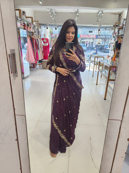 Raabta wine drape saree