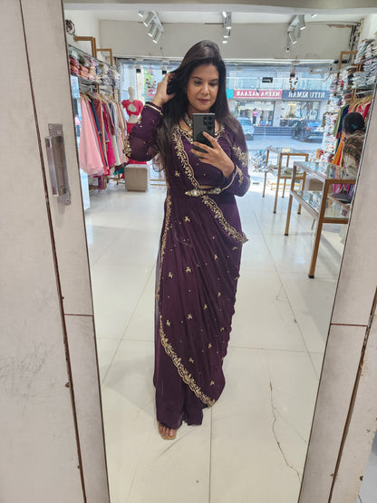 Raabta wine drape saree