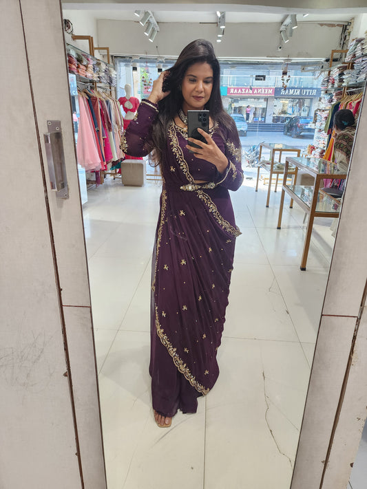 Raabta wine drape saree