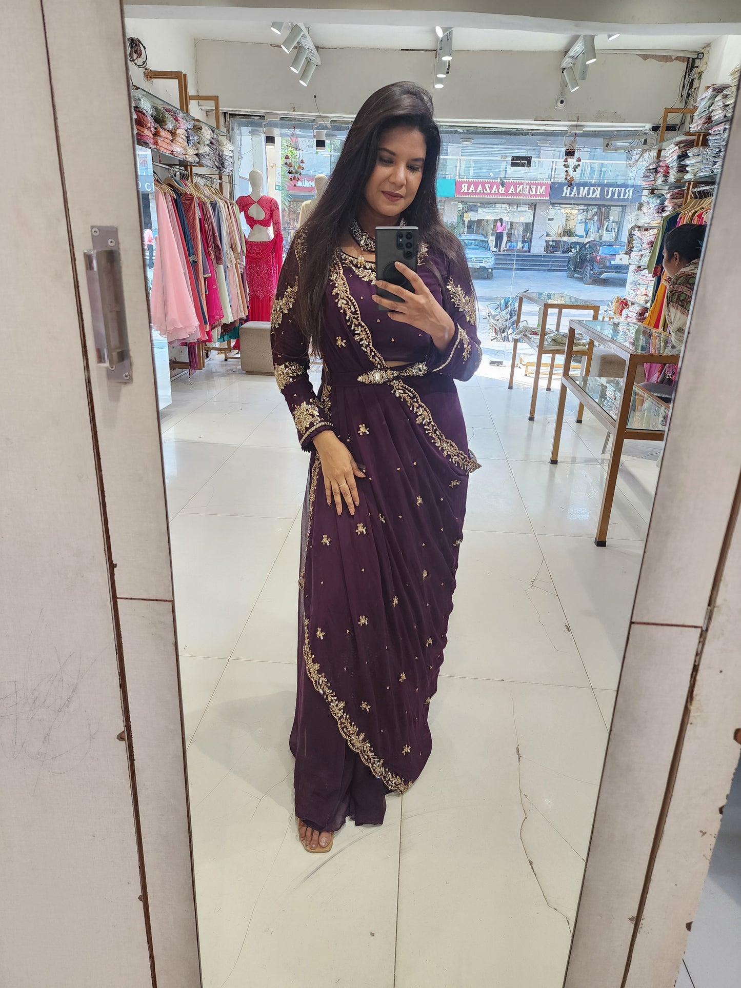 Raabta wine drape saree