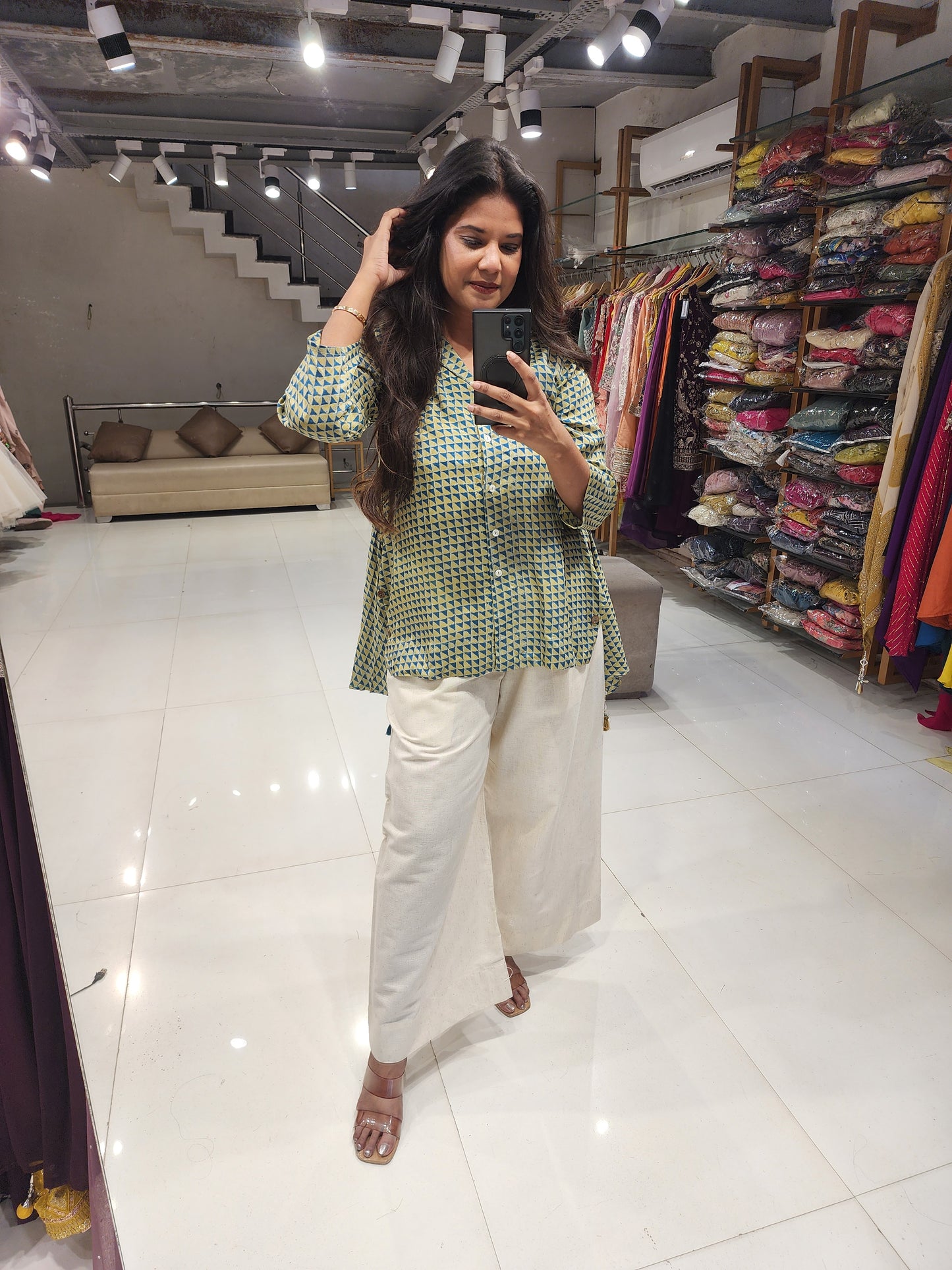Muslin shirt with linen pants