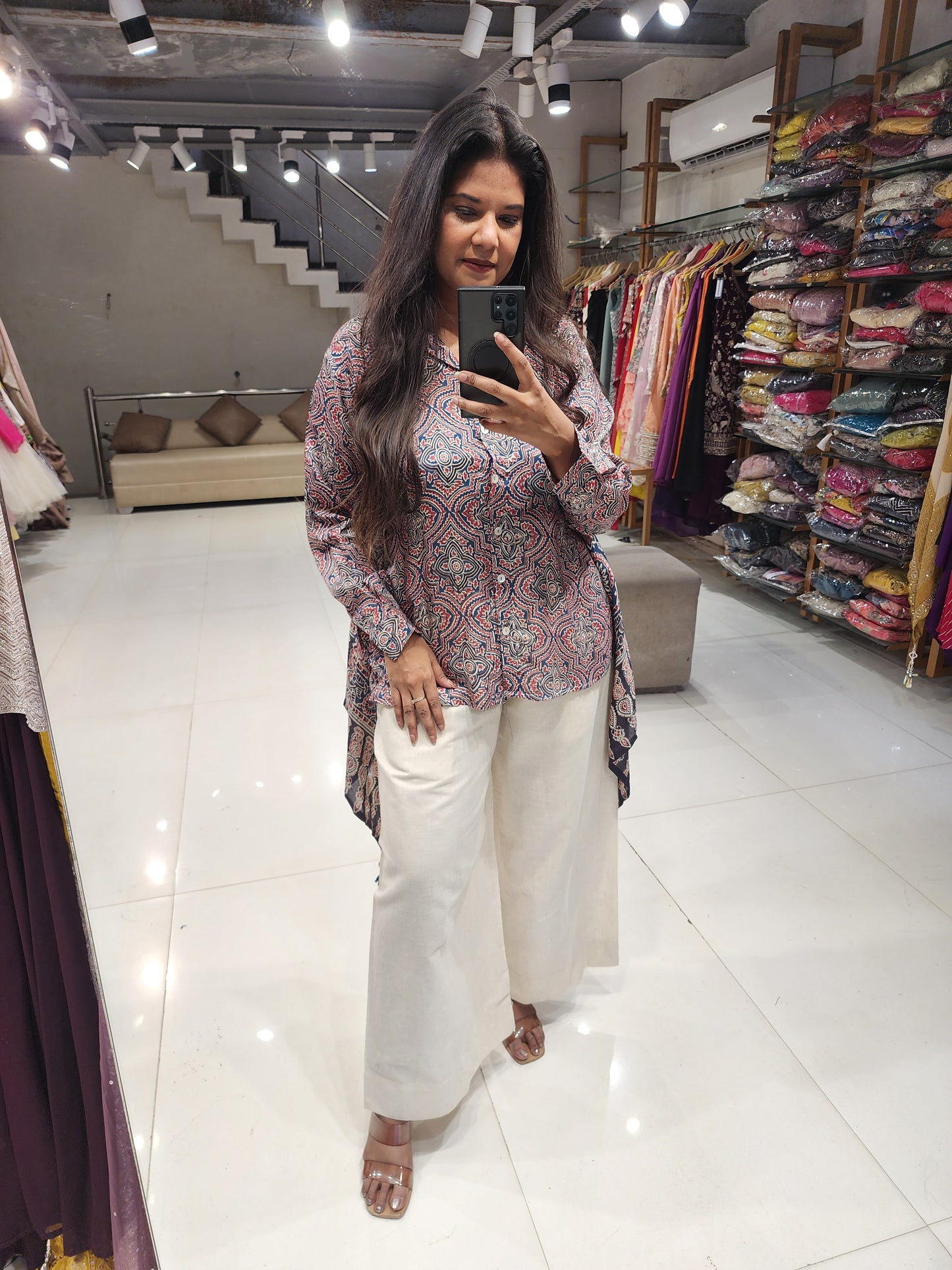 Muslin shirt with linen pants