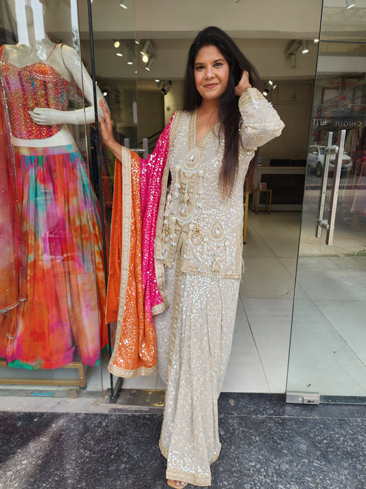 Bling cowl style dhoti set