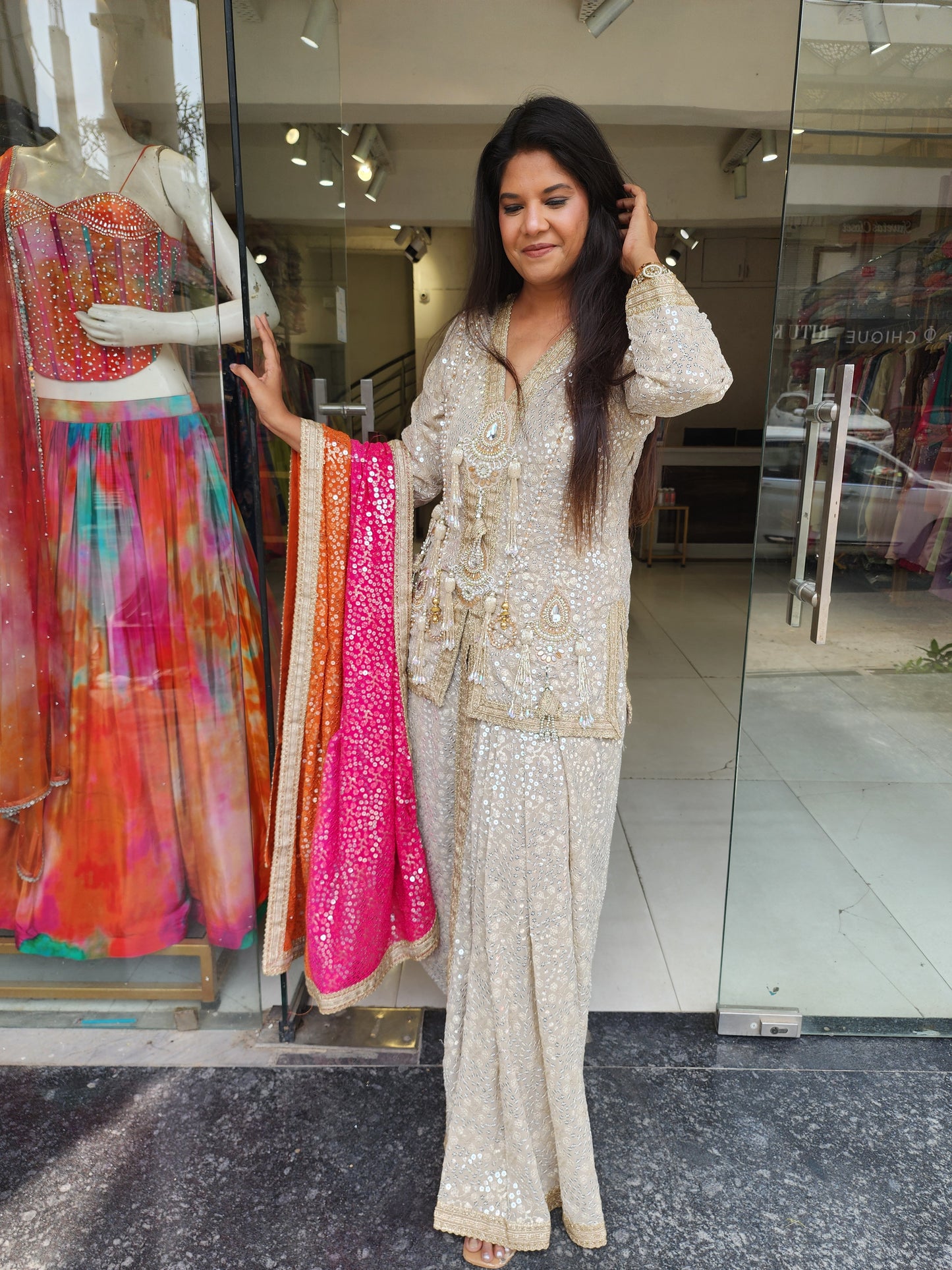 Bling cowl style dhoti set