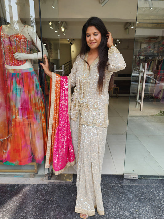 Bling cowl style dhoti set