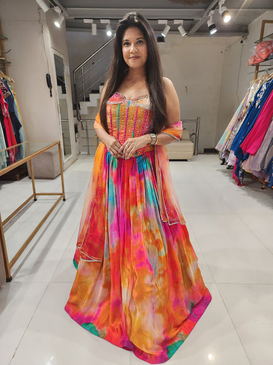 Multi colour carnival lehenga