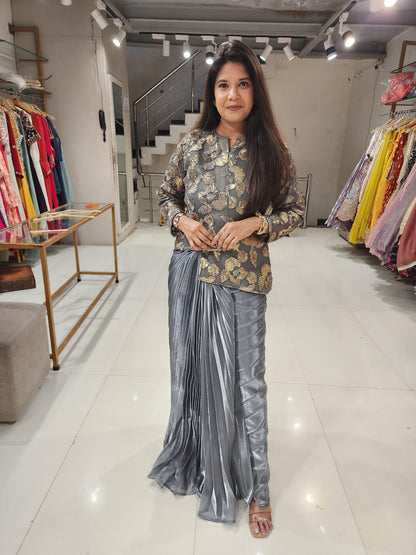 Grey pleated co-ord set