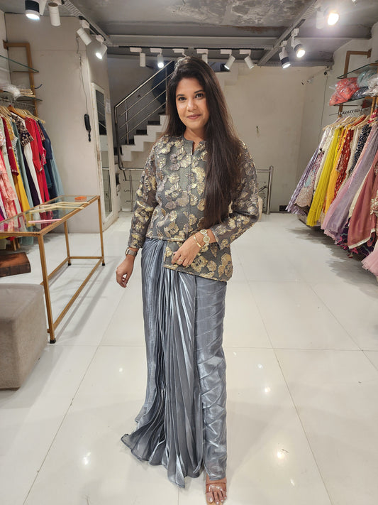 Grey pleated co-ord set