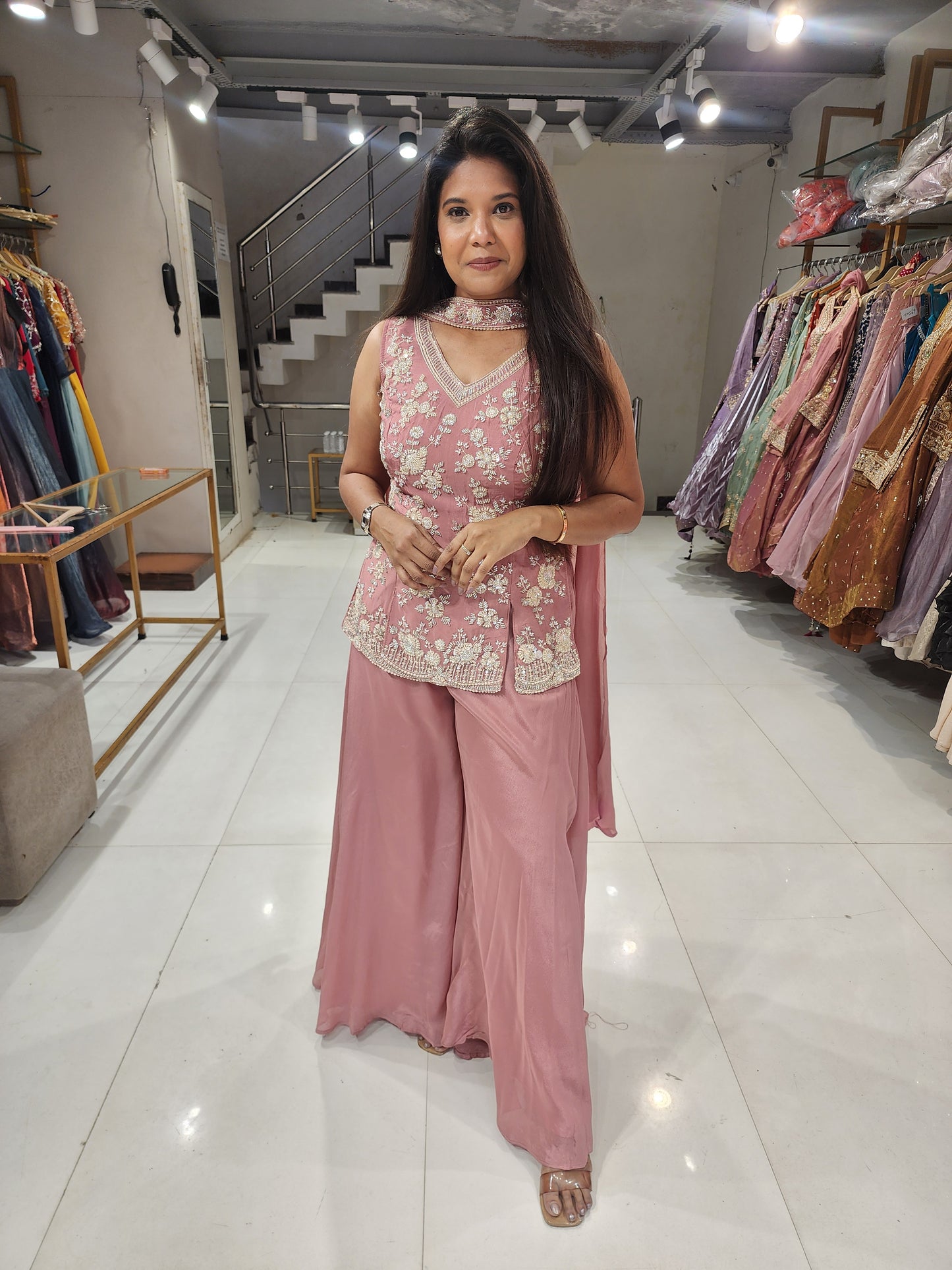 Peachy bebo indowestern dress